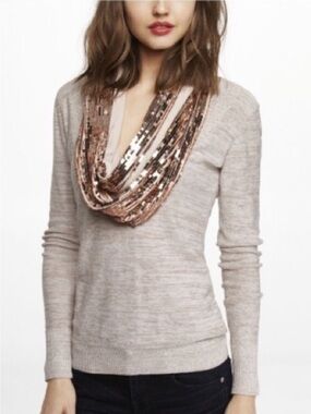 NWT Express Sequined Infinity Scarf Rose Gold